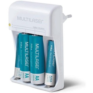Carregador De Pilha Multilaser Aa/aaa + 2 Pilhas AA 2500Mah + 2 Pilhas AAA 1000Mah - CB045 Original em Oferta na Shopee