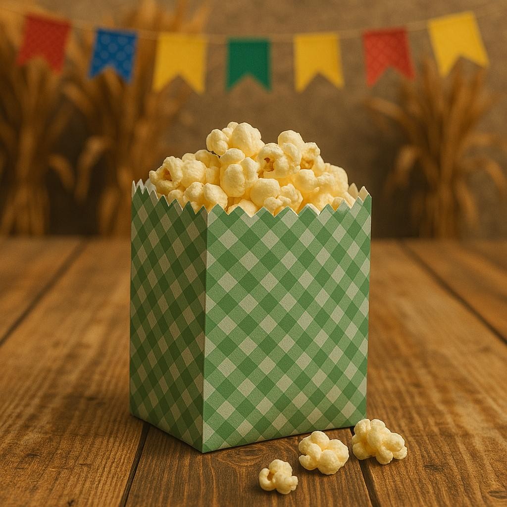 100~500 SACO PIPOCA HOT DOG FESTA JUNINA VERDE XADREZ
