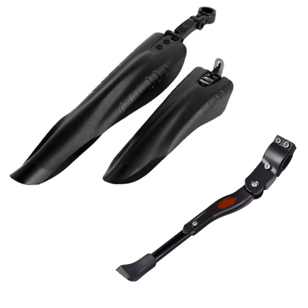Kit Paralamas Dianteiro Traseiro Completo + Pezinho Descanso Lateral Regulagem Gts P/ Bicicleta Bike em Oferta na Shopee