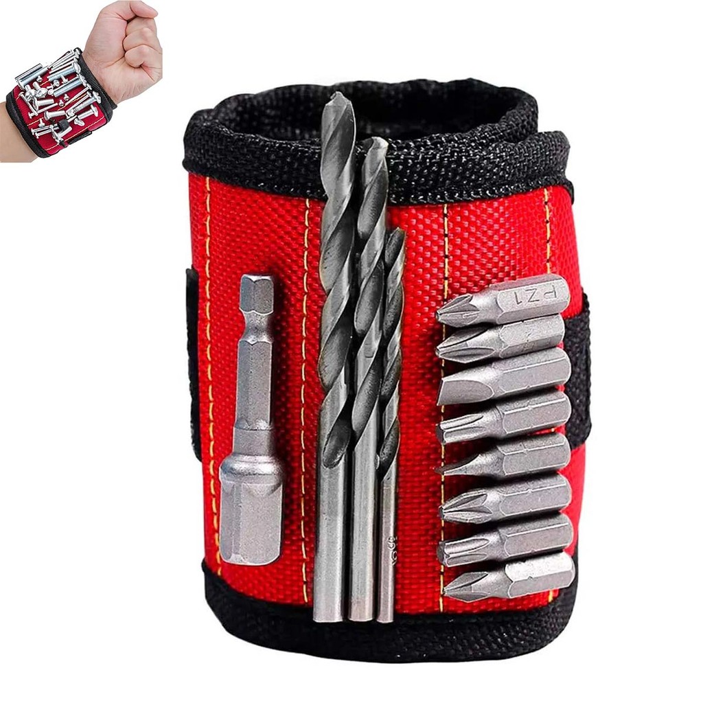 Pulseira Ima Magnetico Segura Parafuso Prego Broca Pino Alicate Ferramenta Obra Reparo Construçao Bracelete Segurança
