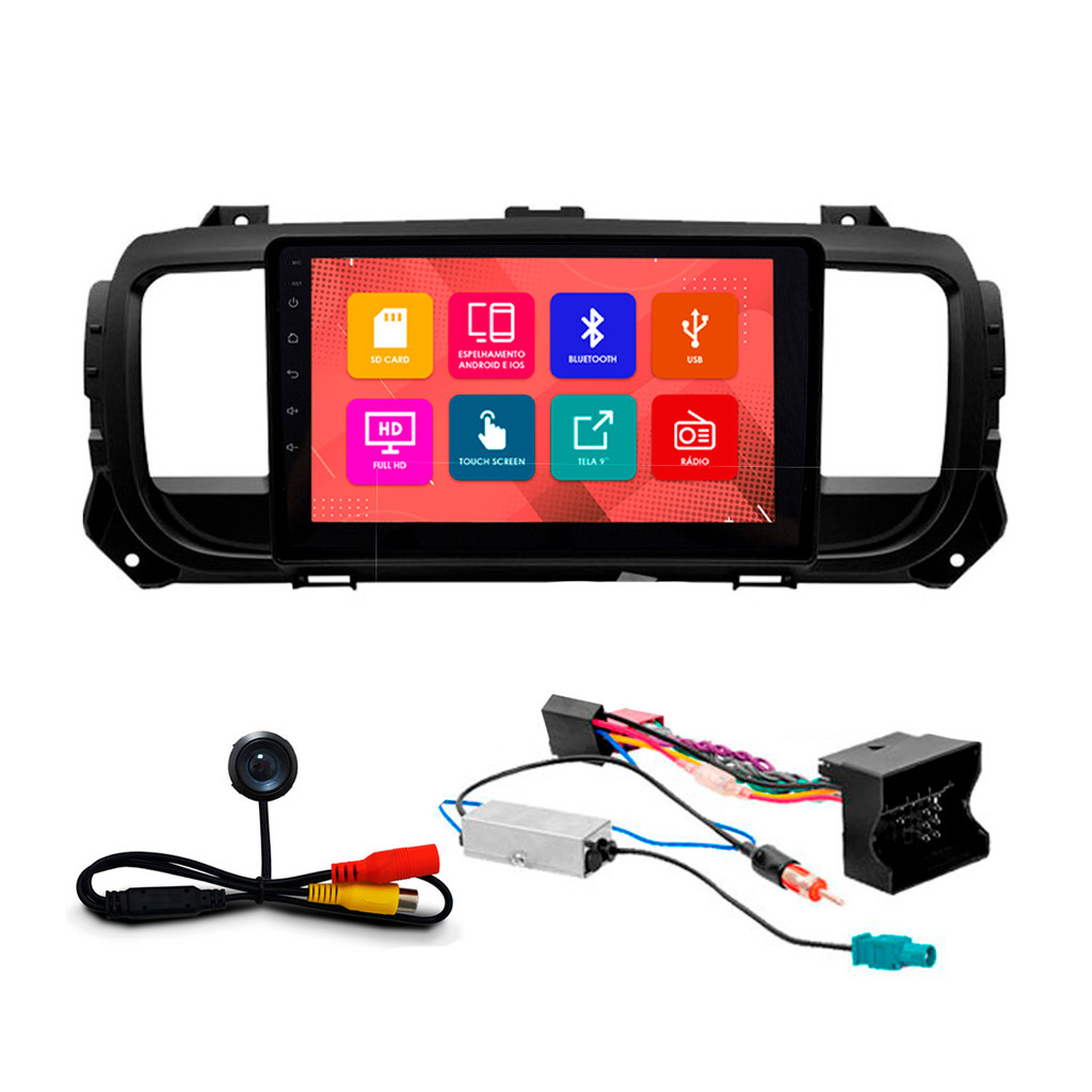 Kit Multimidia 9 Pol Peugeot 2021 22 2023 Fiat Scudo 2022 e 2023 Espelhamento Android Ios 2 Din Preto em Oferta na Shopee