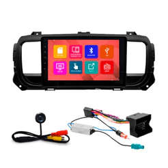 Kit Multimidia 9 Pol Peugeot 2021 22 2023 Fiat Scudo 2022 e 2023 Espelhamento Android Ios 2 Din Preto