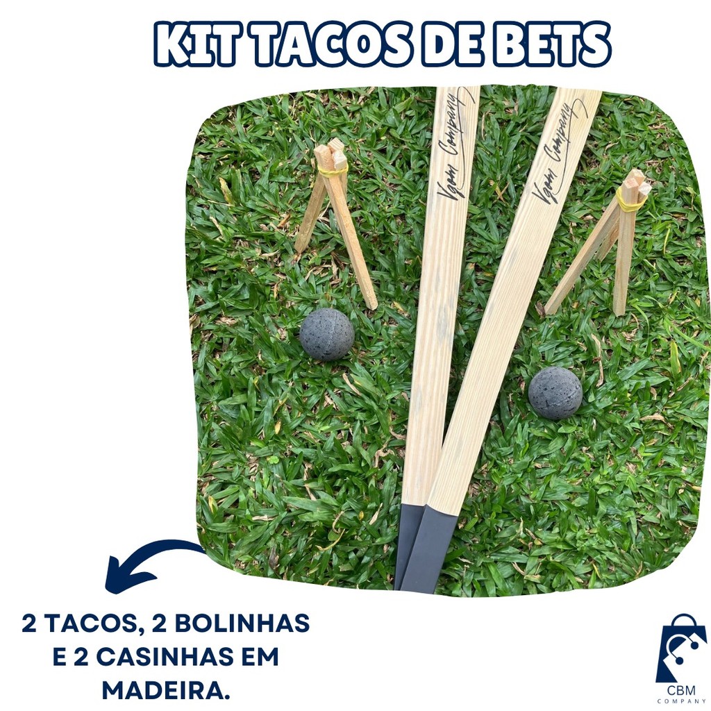 Kit Completo Taco De Bets Em Madeira + Duas Bolinhas + Duas Casinhas Esporte E Diversão - ENVIO RÁPIDO em Oferta na Shopee