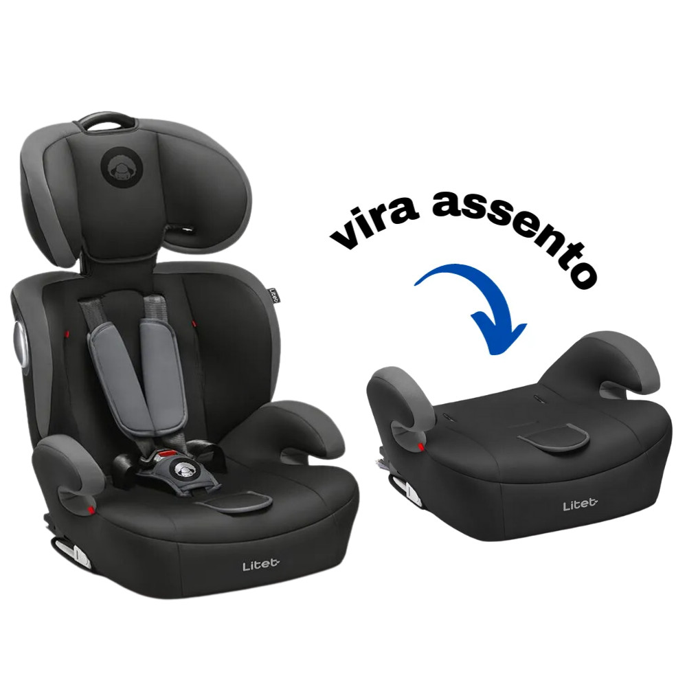 Cadeirinha Cadeira Assento 2 em 1 De Bebê Para Carro Infantil 9-36 Kg Isofix Cinza Litet