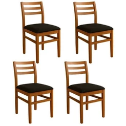 Kit 4 Cadeiras para Sala de Jantar em Madeira Maciça Diamante Mel