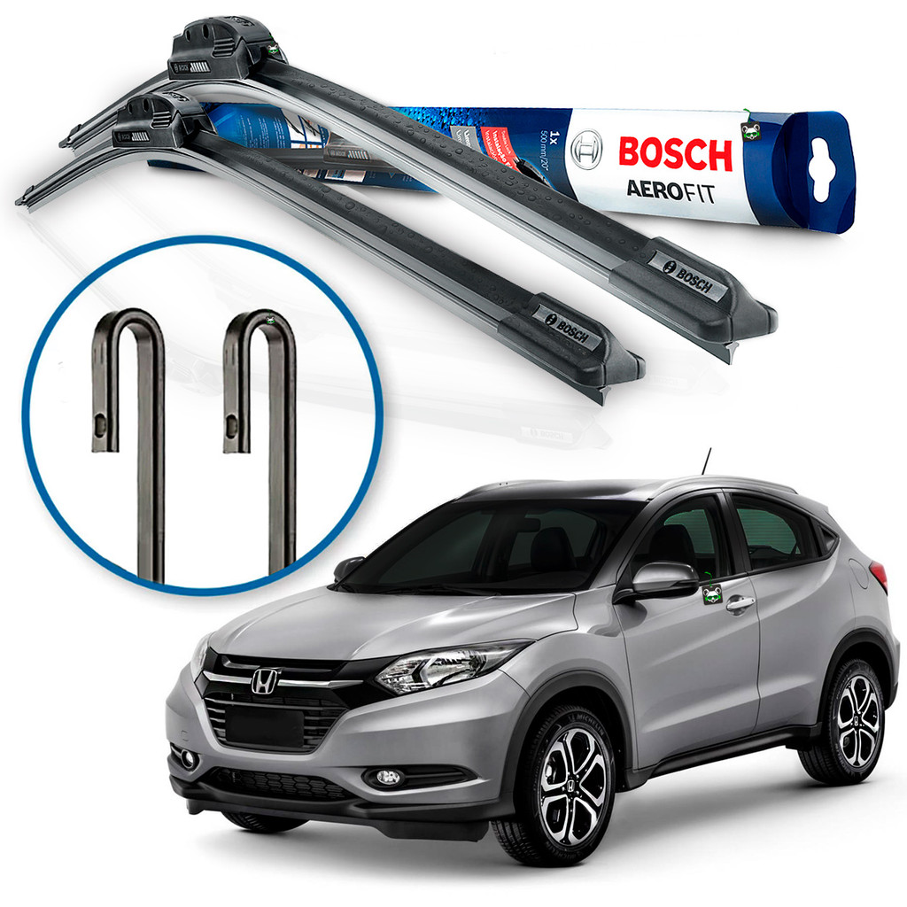 Par Palheta Limpador Parabrisa Dianteira Aerofit Bosch Honda Hrv 2015 2016 2017 2018 Braço Gancho em Oferta na Shopee