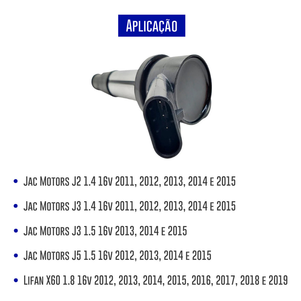 Detalhes do Bobina Ignição Jac J2 J3 1.4 2010 2011 2012 2013 2014 2015