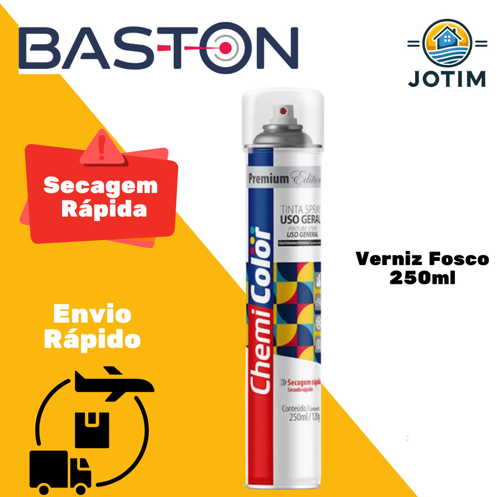 Tinta Spray Uso Geral Verniz Fosco Baston 250ml Alta Qualidade e Secagem Rápida em Oferta na Shopee