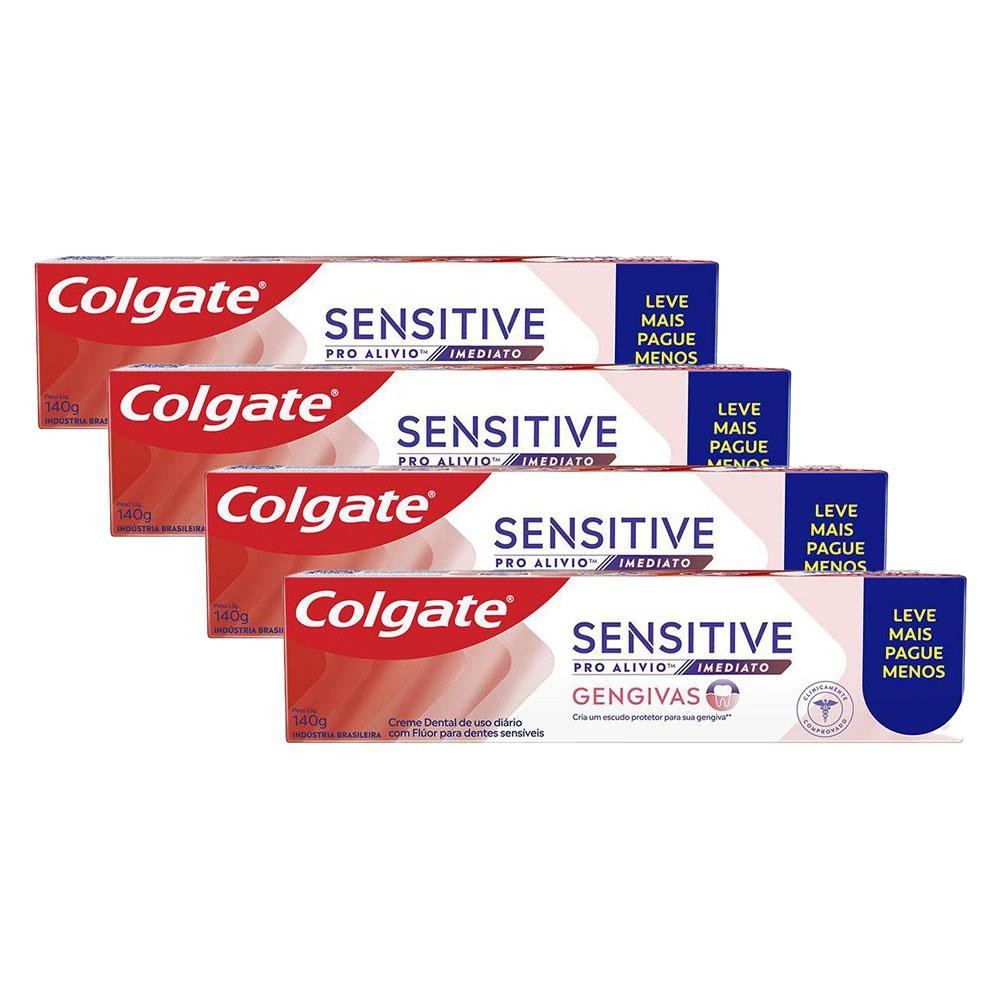 Kit 4 Cremes Dentais Colgate Sensitive Pro Alívio Imediato Gengiva 140g