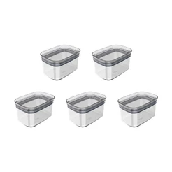 Kit de potes herméticos retangular Ou 5 peças 650ml Linha Block - Natural