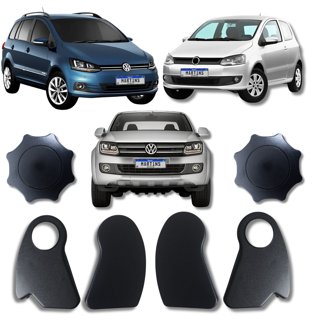 Kit  6 peças Acabamento Banco Lateral Preto Fox 2010 a 1020 Amarok 2012 a 2016 SpaceFox 2012 a 2019