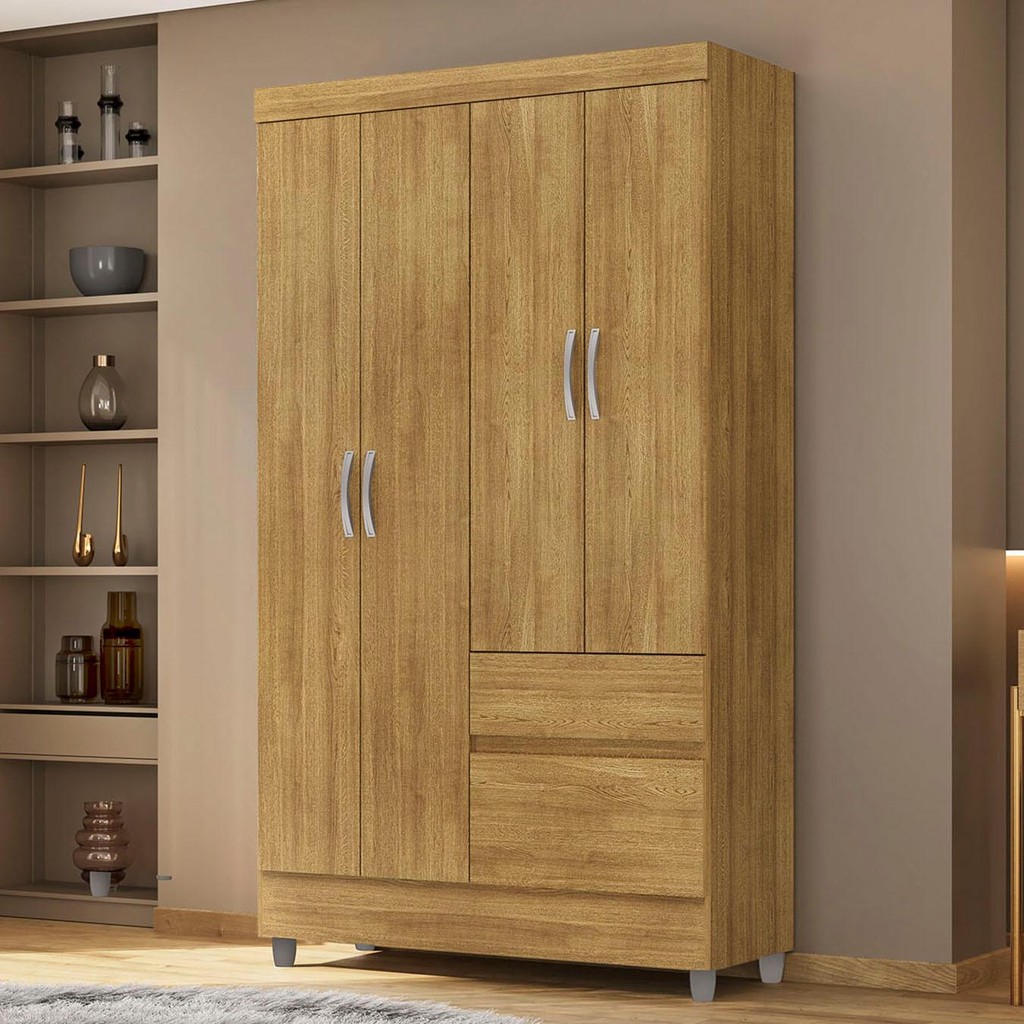 Guarda Roupa Solteiro 103cm Com 4 Portas Ideal Nature - Vila Rica em Oferta na Shopee