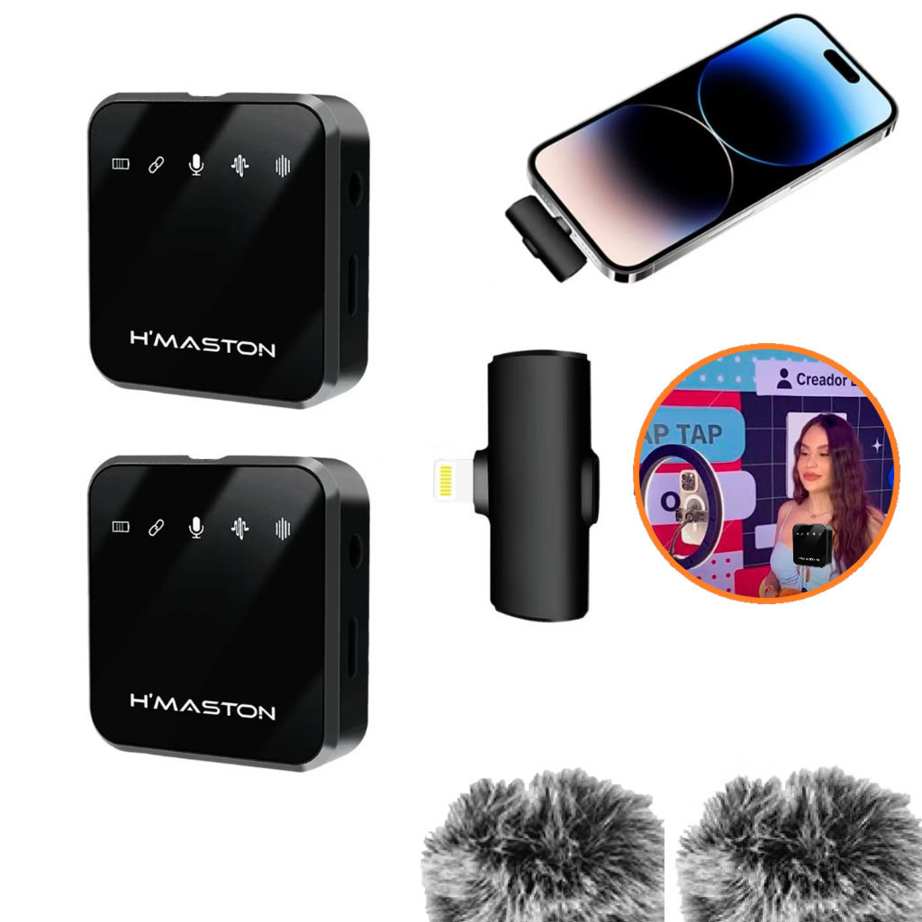Microfone Sem Fio Lapela Veludo Celular Lighting Para iPhone Tipo-c Vlog Stream Live