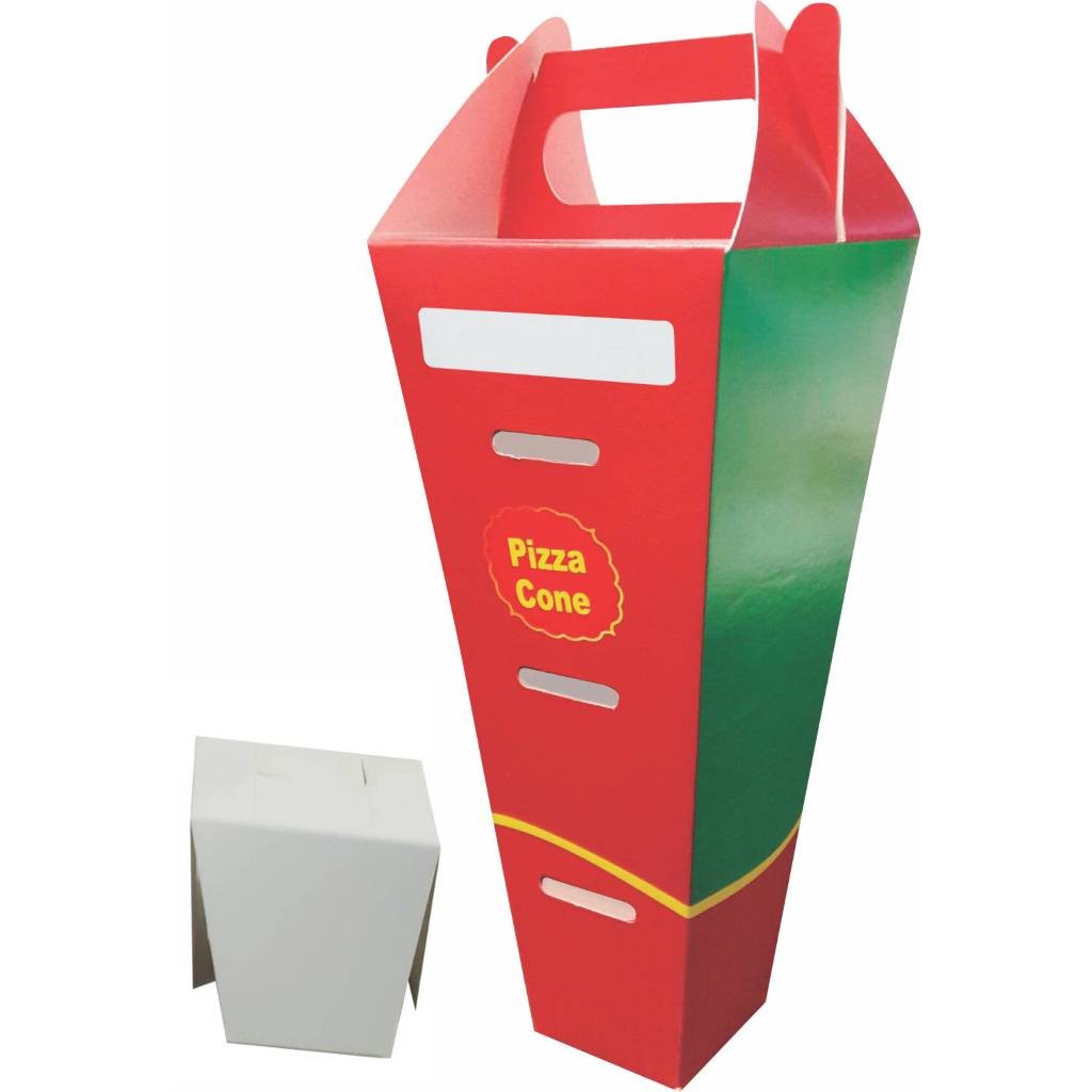 100 Peças Caixa Embalagem Delivery Pizza Cone 1 - Vermelha