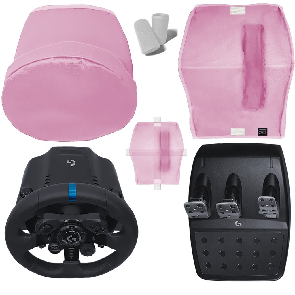 Capas Protetoras Rosa p/ Volante, Base e Pedal G25 G27 G29 G920 G923 Simulador Gamer Logitech