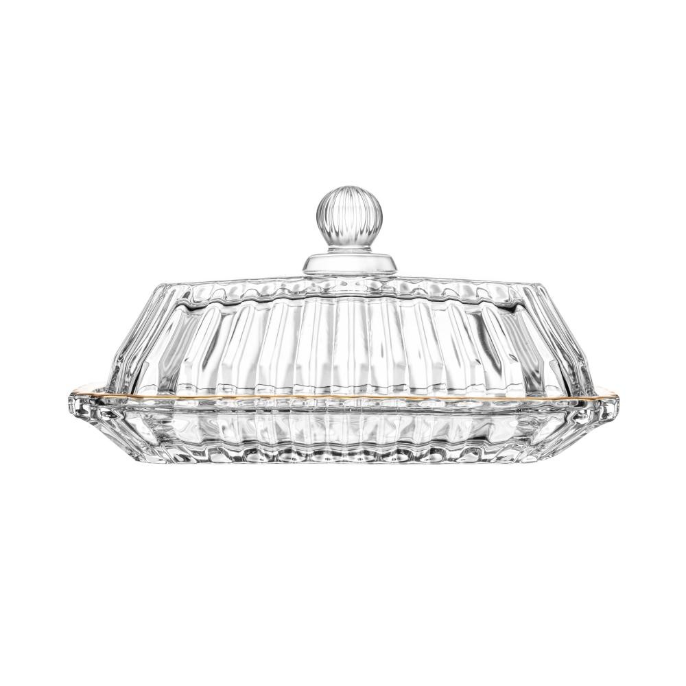 Detalhes do Manteigueira Wolff Imperatriz Cristal com Fio de Ouro Elegância Mesa