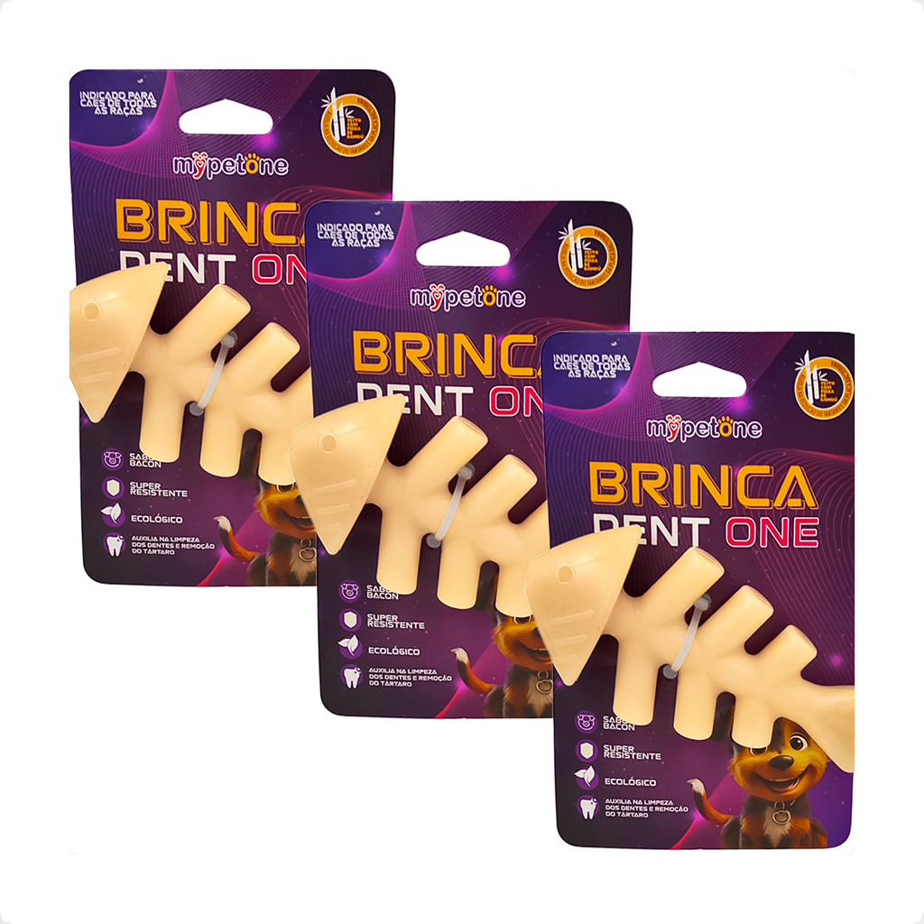 Kit 3 Brinquedo Osso Bamboo Brinca Dent One Sabor Bacon - Peixe - Único em Oferta na Shopee