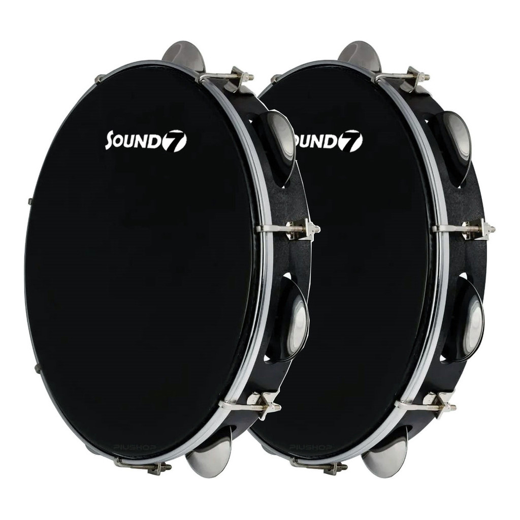 Kit 2 Pandeiro Profissional Phx Preto 10 Pele Preta Sound7 em Oferta na Shopee