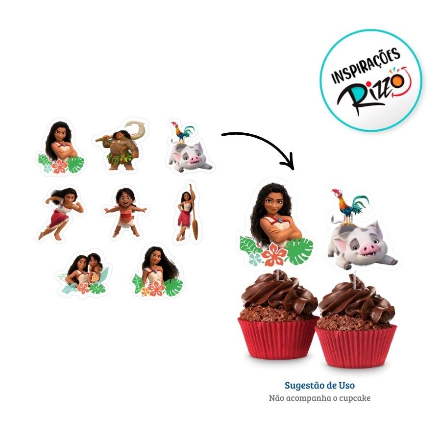 Pick Decorativo - Moana 2 - 8 unidades - Regina - Rizzo