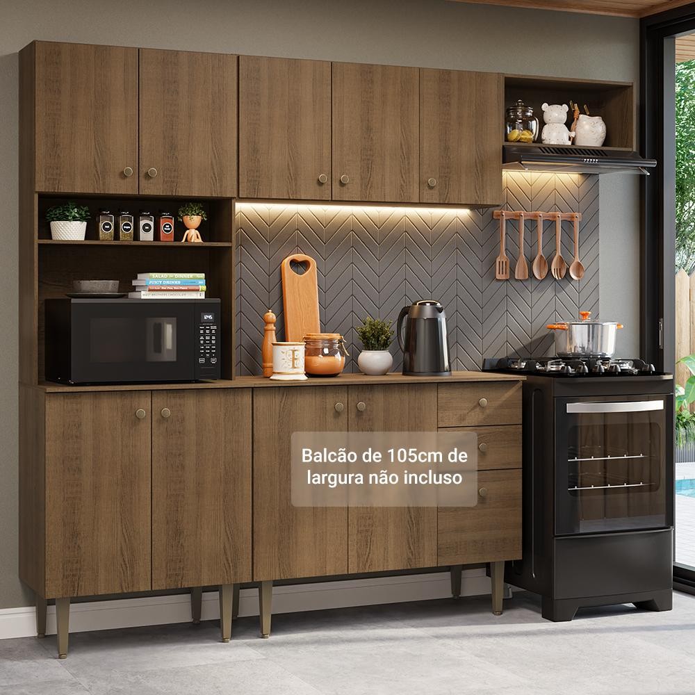 Armário de Cozinha Compacta 235cm Rustic Gourmet Madesa XC03 - Home & Living
