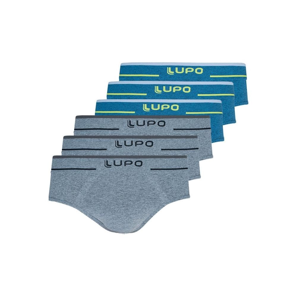 Kit com 6 Cuecas Slip Lupo 624-003 Colorido