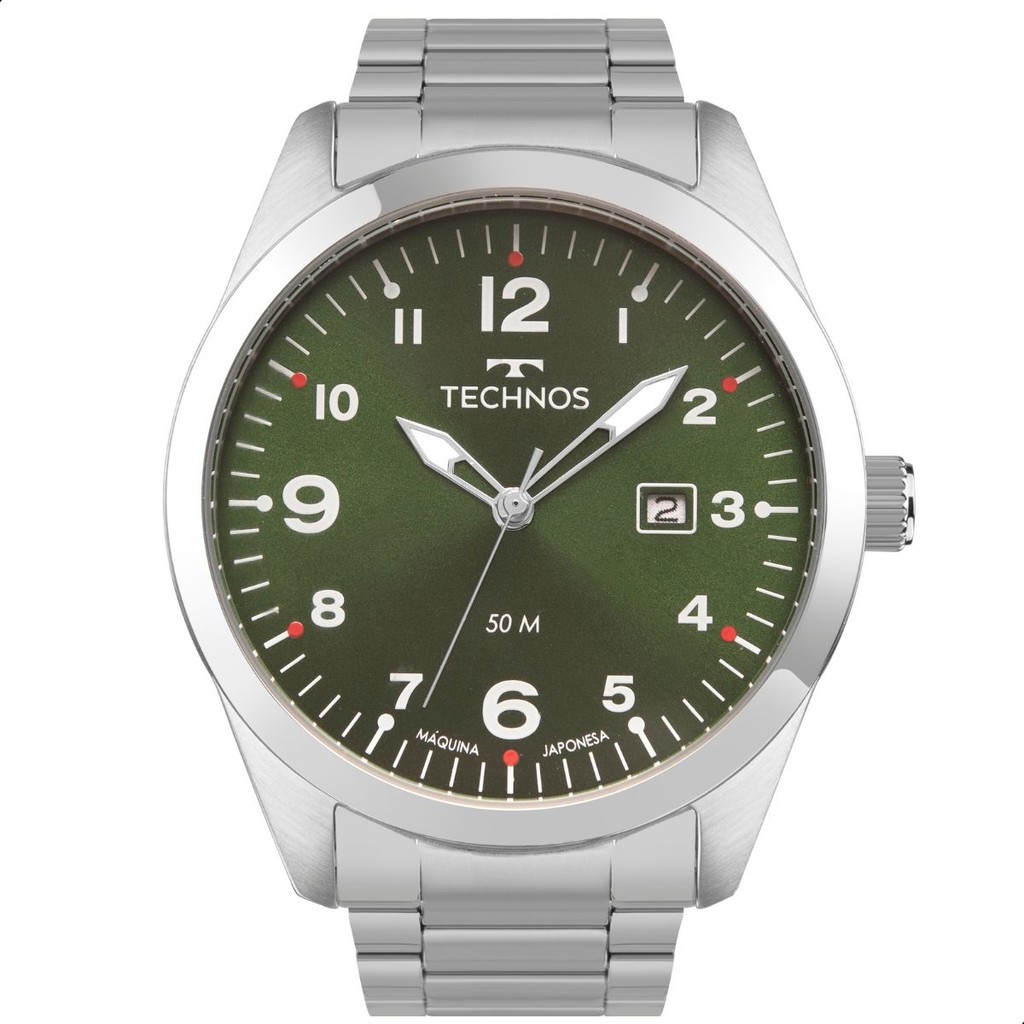 Relógio Masculino Technos Verde Prata Analógico Calendário 2115TYR/1V em Oferta na Shopee