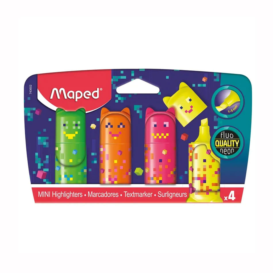 Pincel marca texto Pixel Party estojo 4 cores 743602 Maped em Oferta na Shopee