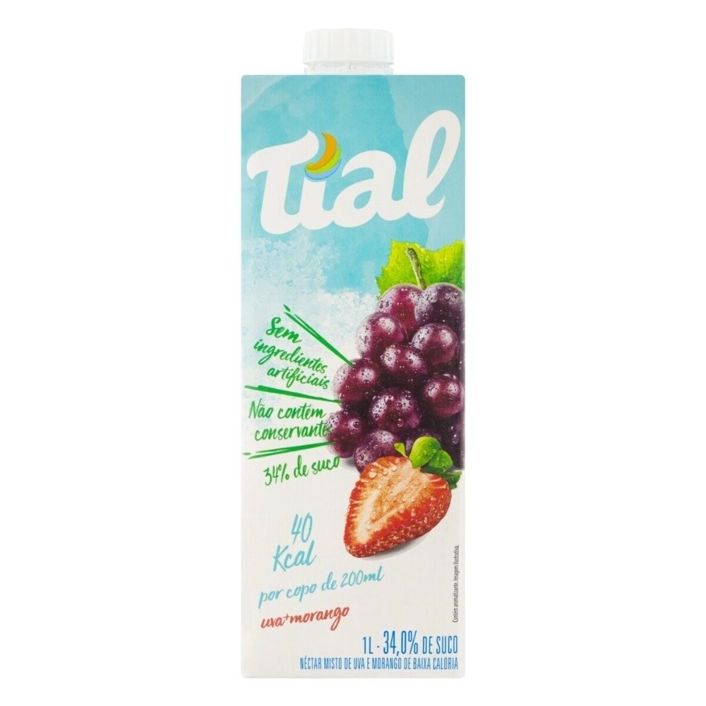Suco Tial Nectar Uva Morango Baixa Caloria 1 Litro ¿ Embalagem 12 Unidades - Food & Beverages