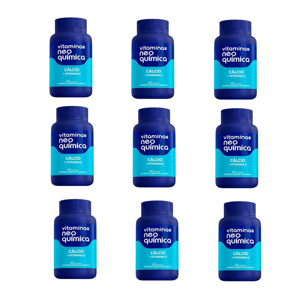 kit 9 Vitamina Cálcio + Vitamina D 60 Cpr - Neo Química