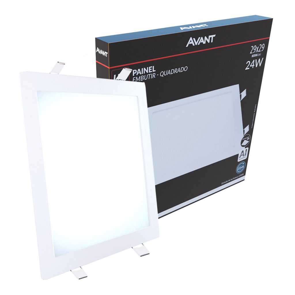 Painel Led Alu 24w 6500k Emb. Quadrado 110v/220v 30cm Avant