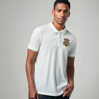 Camisa Polo Retrô Corinthians Off White Masculina Oficial em Oferta na Shopee