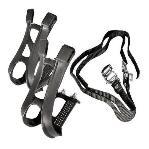PAR FIRMA PÉ PEDAL BIKE C/ CORREIAS PLÁSTICO PEDALEIRA MTB