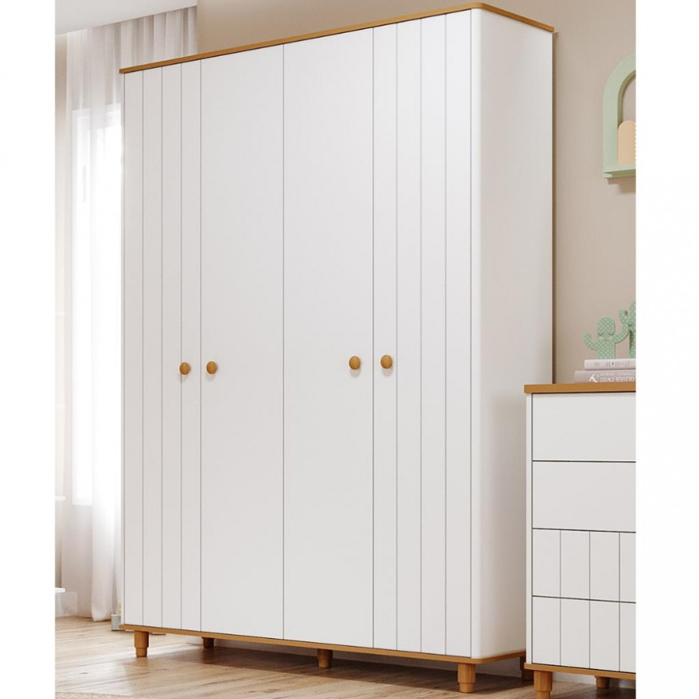 Guarda Roupa Infantil 4 Portas 4 Gavetas Lívia Permobili em Oferta na Shopee