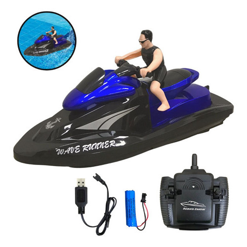 Moto Aquática Jetski Barco Controle Remoto Recarregavel Jet Sky Brinquedo Controle Remoto Azul