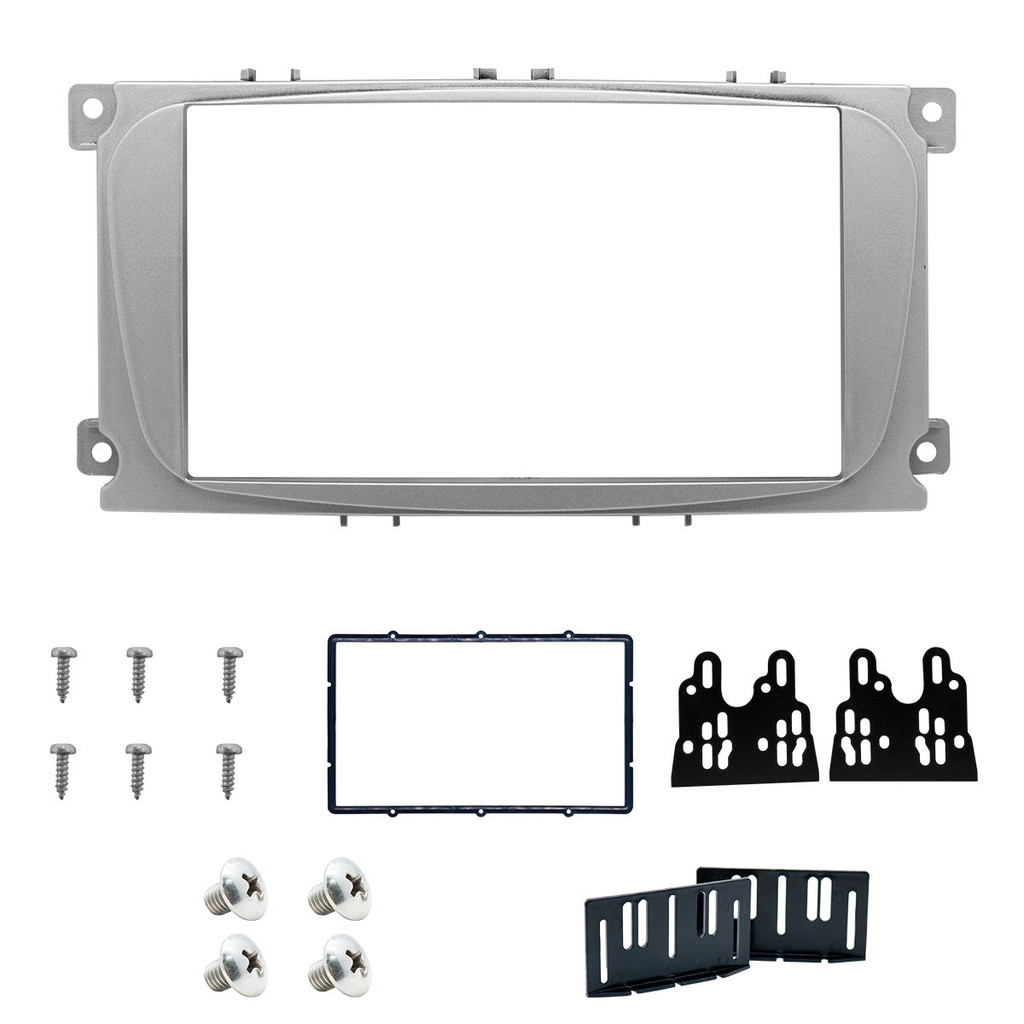 Moldura Aikon 2 Din Ford Focus 2008/12 Prata Multimídia