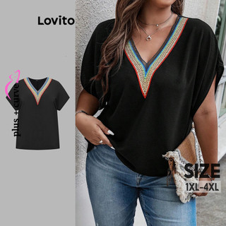 Lovito Blusa Plus Size Curve Elegante Simples Com Babado No Pescoço Para Mulheres LBL17287 em Oferta na Shopee