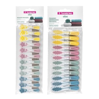 Kit Prendedores de Roupa Plástico Folhas e Flores 24 Unidades Sanremo em Oferta na Shopee