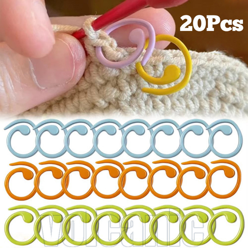 20 Unidades De Anel Espiral De Liga Ponto De Travamento De Tricô-Clipe De Agulha De Crochê Durável-Fivelas De Posicionam
