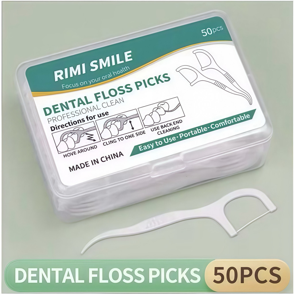 Fio Dental com Cabo de Polímero 50 pçs Bastão de Limpeza de Dentes Anti-quebra Professional Care