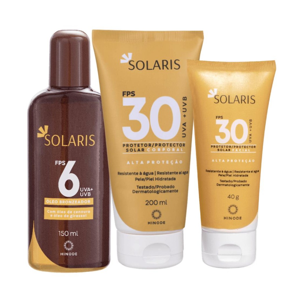 Kit Protetor solar FPS 30 e Óleo Bronzeador Solaris - 2 uni