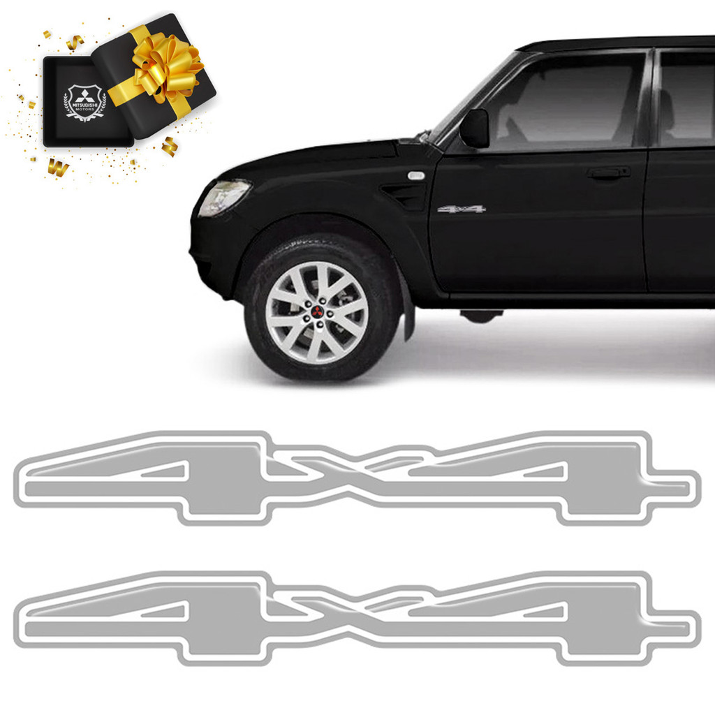 Adesivos 4x4 Pajero Tr4 2014 2015 2016 Emblema Prata Lateral