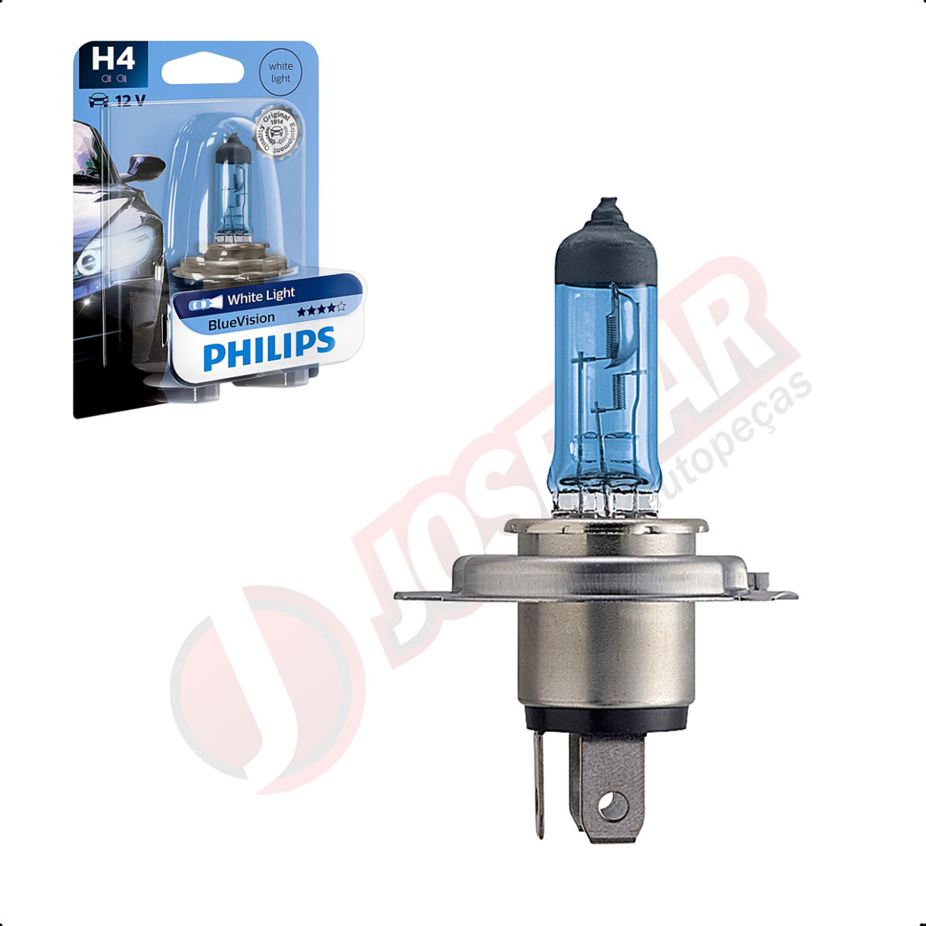 Lâmpada H4 55/60W 12V Extra Branca Bluevision Philips em Oferta na Shopee