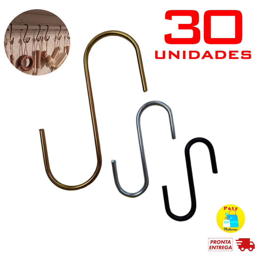 Kit 10 a 30 Gancho em S para pendurar vaso parede jardim vertical plantas