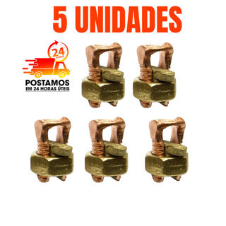 5 Conector Split Bolt Sistemas Aterramento Emendas Elétricas Parafuso Fendido Aperto P/Cabo Fio 10mm em Oferta na Shopee