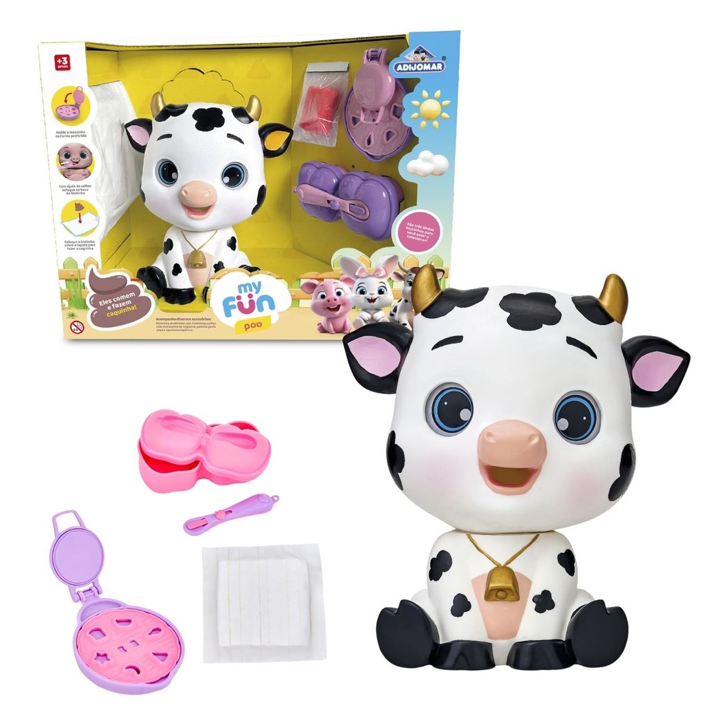 Boneca Vaquinha My Fun Poo Zoo Come Faz Caquinha - Adijomar em Oferta na Shopee