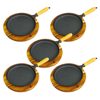 Frigideira Tapioqueira Ferro Fundido Com Suporte Madeira Kit Conjunto 5 Unidades Crepeira Panqueca em Oferta na Shopee