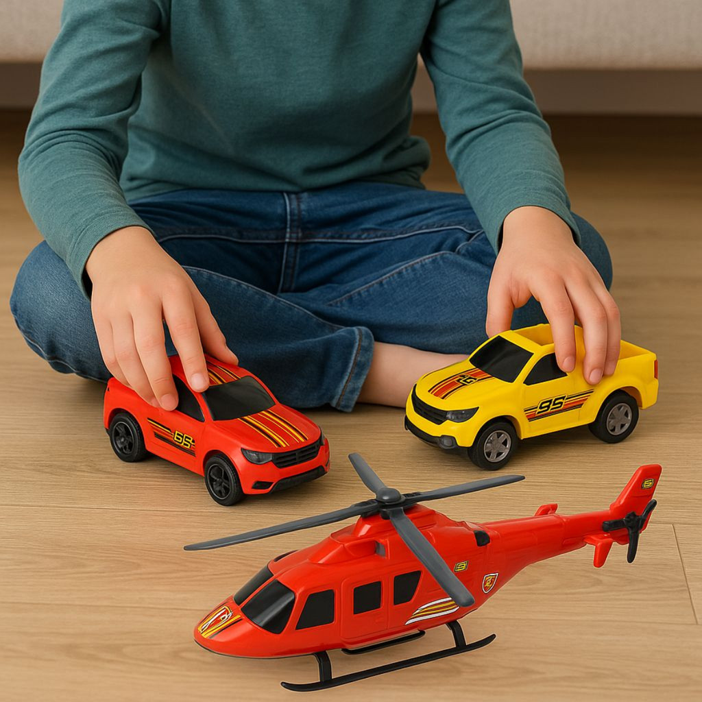 Brinquedo Aventura Policial – 02 Helicóptero de Resgate Policial + 2 Carrinhos Pick-up Sortidos