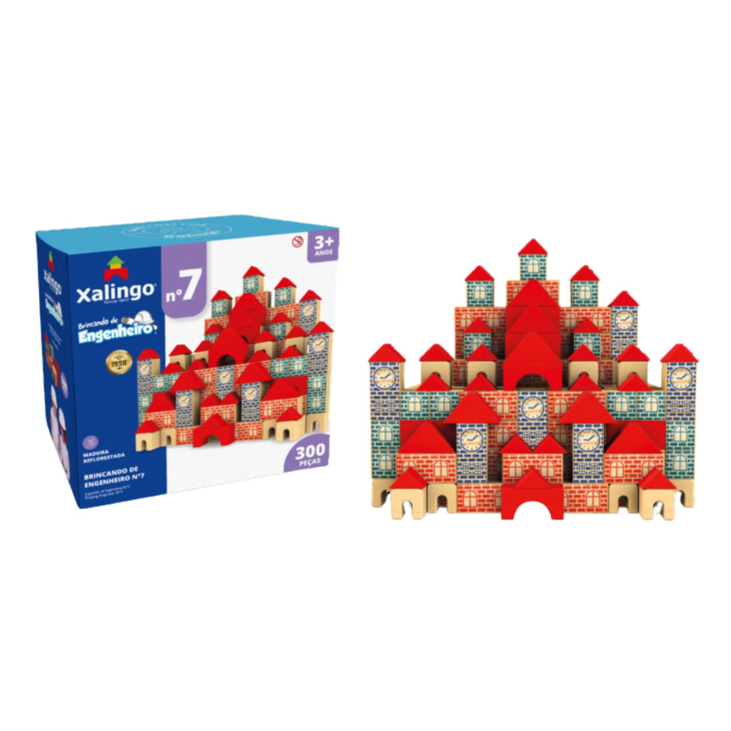 Brincando de Engenheiro N° 7 Blocos de Montar 300 pcs Xalingo Brinquedo Jogo Educativo Infantil em Oferta na Shopee