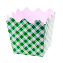 Cachepot Papel Xadrez Verde 9x9x7cm c/8 - Silver