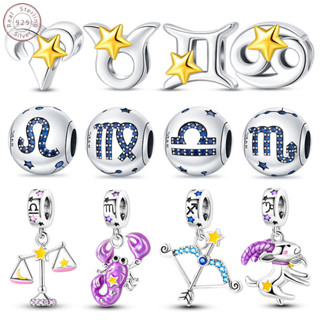 S925 prata esterlina doze constelações série grânulo charme adequado para Original 3mm pulseira DIY fazendo jóias presen em Oferta na Shopee